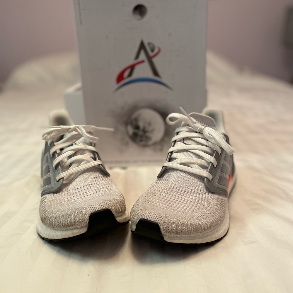 Adidas White and Gray Athletic Shoes with Cushioned Midsole